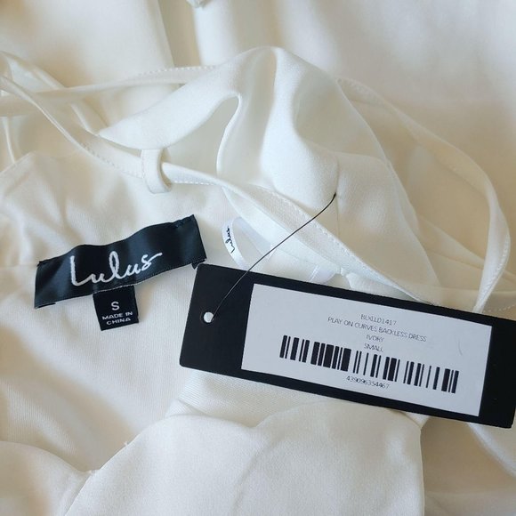 NEW Lulus Play On Curves Backless Strappy Mini Ivory Dress SMALL Scallop - Picture 6 of 8